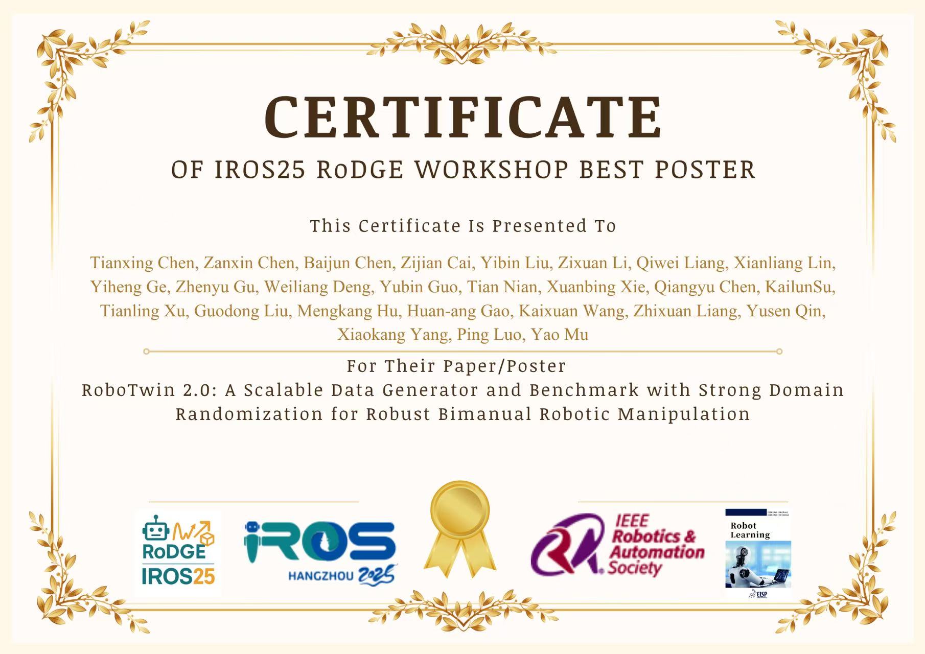 IROS RoDGE Best Poster