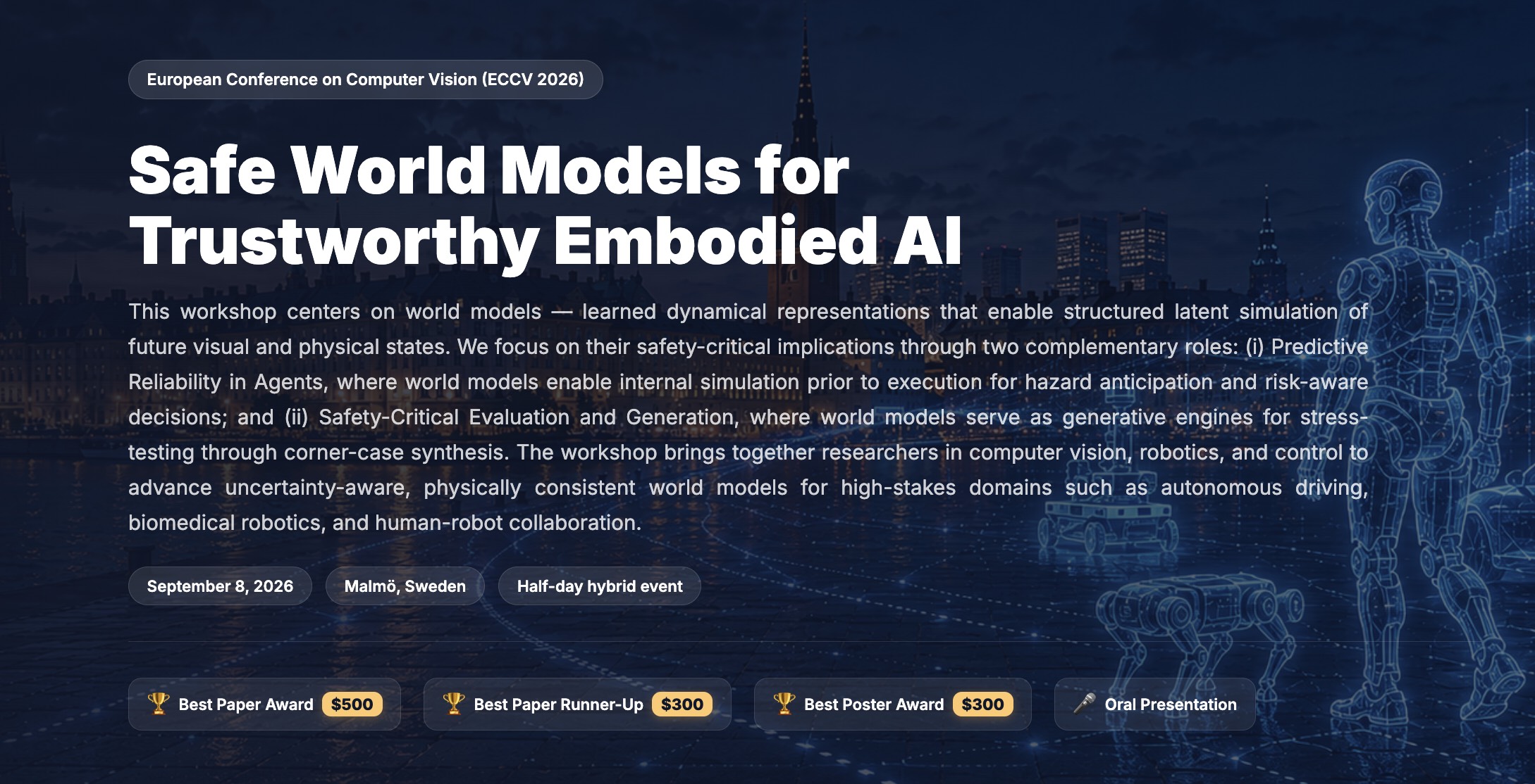ECCV 2026 Safe World Models for Trustworthy Embodied AI